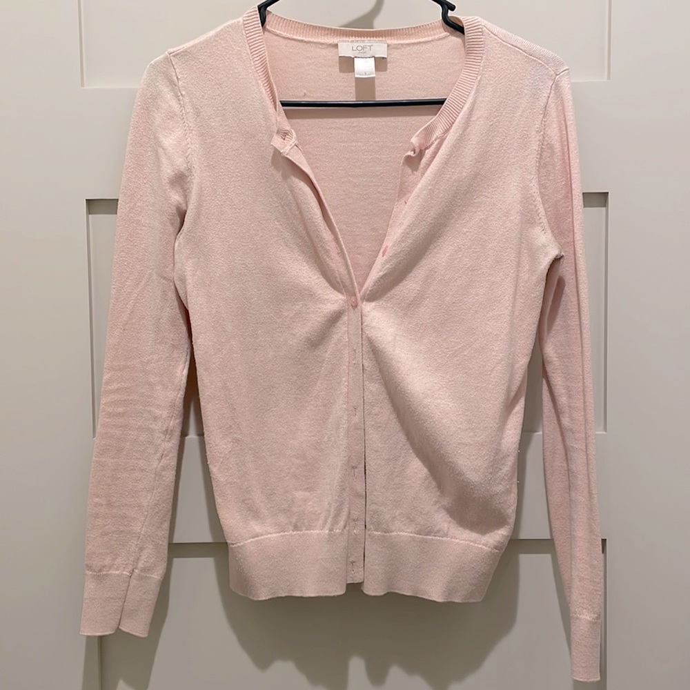 Pale pink LOFT cardigan